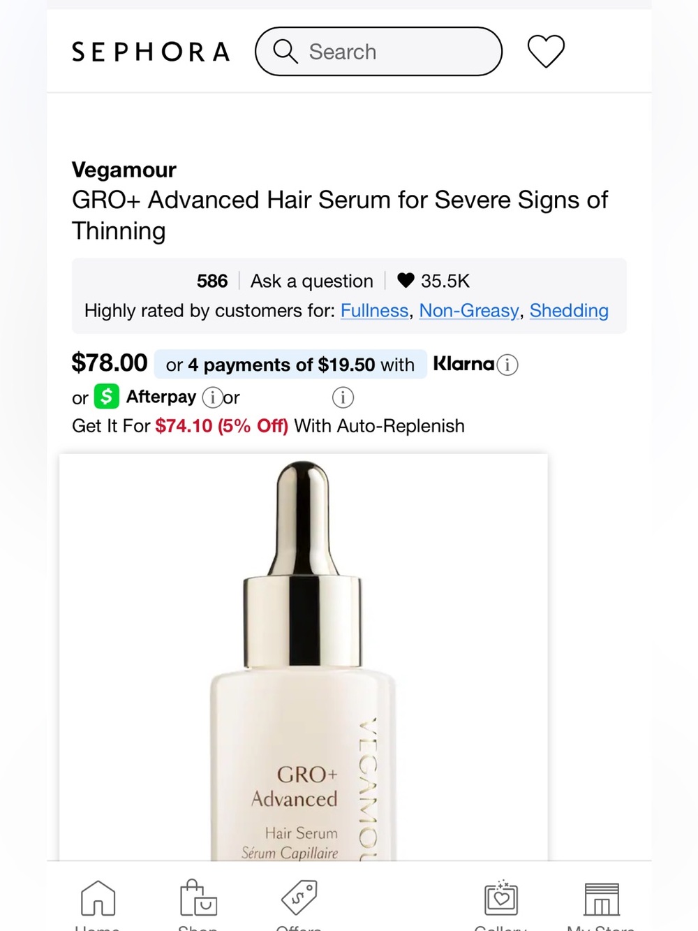 BRAND NEW SEPHORA Vegamour GRO+ Advanced Hair Serum - Picture 2 of 10